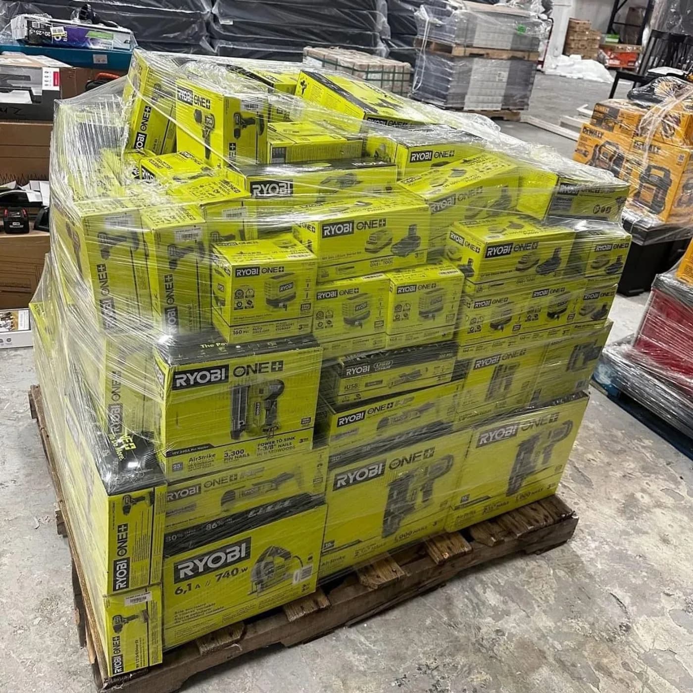Ryobi Tools Pallet, 200 Units — full lot photo