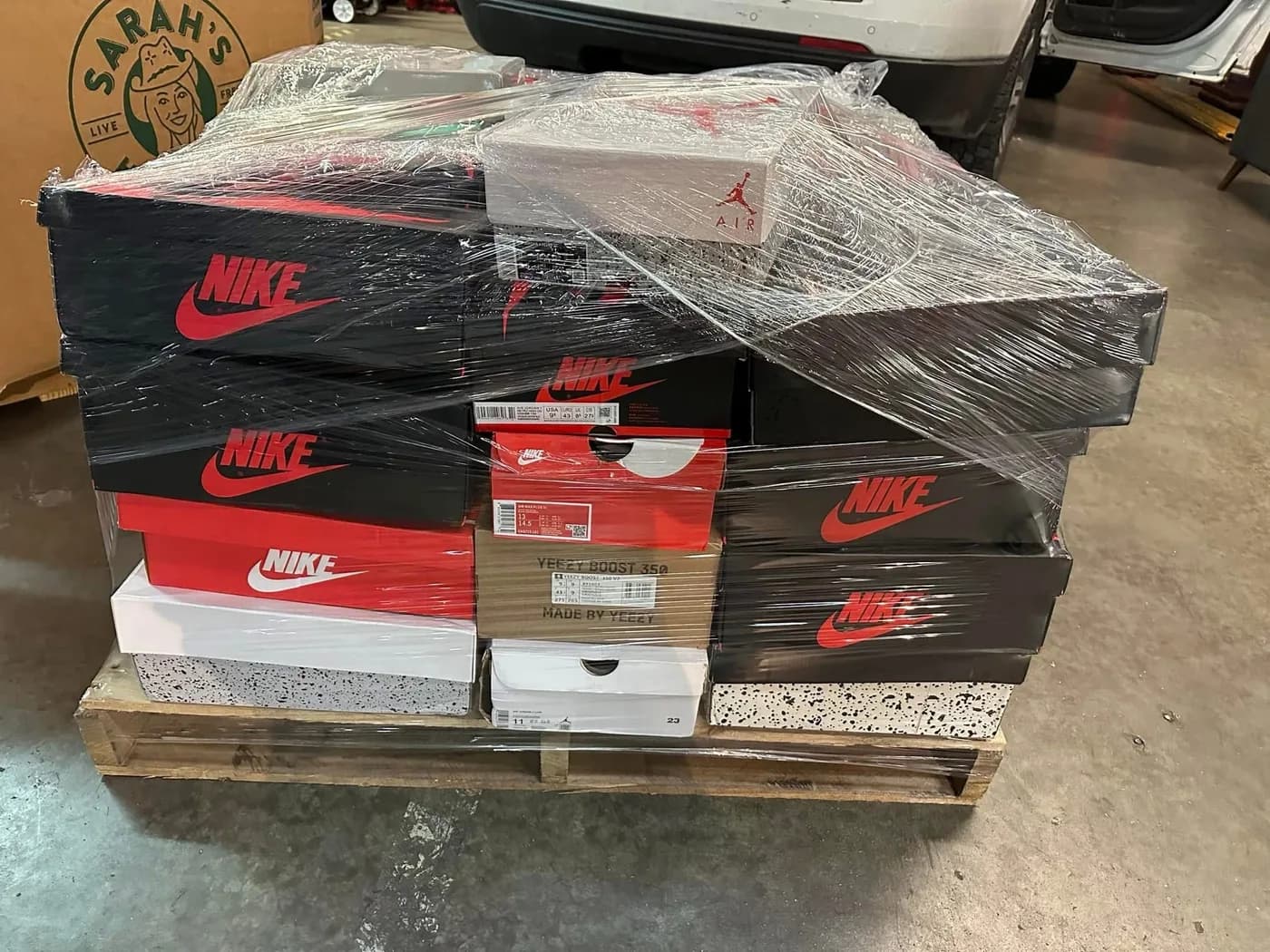 Authentic Air Jordan Sneakers Pallet, 90 Pairs — full lot photo